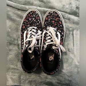 Black flower vans